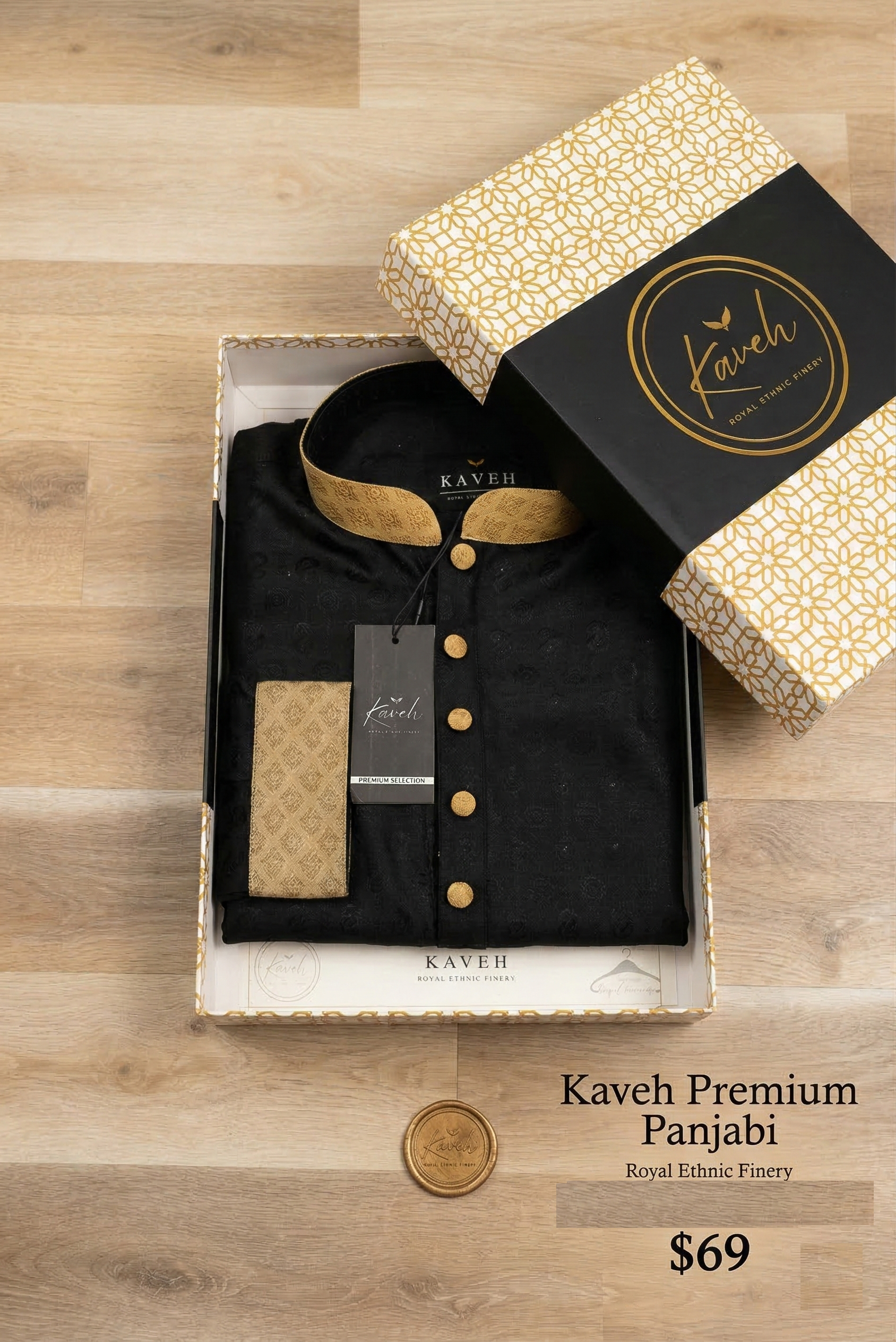 Kaveh Premium Panjabi - Black