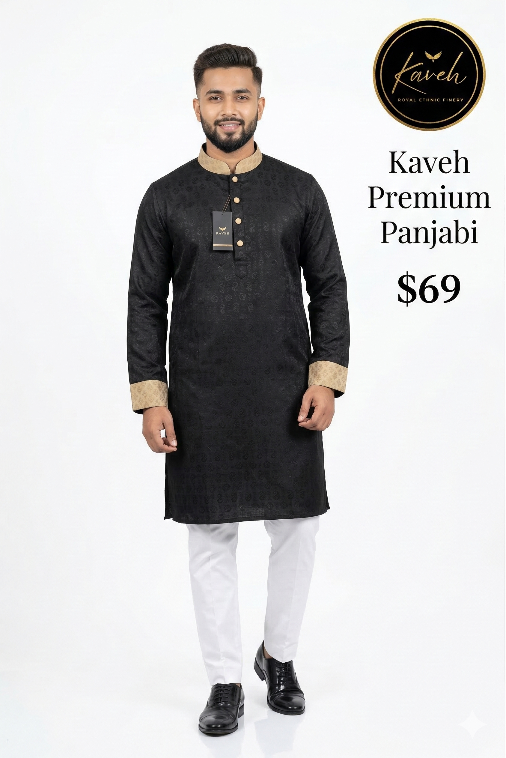 Kaveh Premium Panjabi - Black
