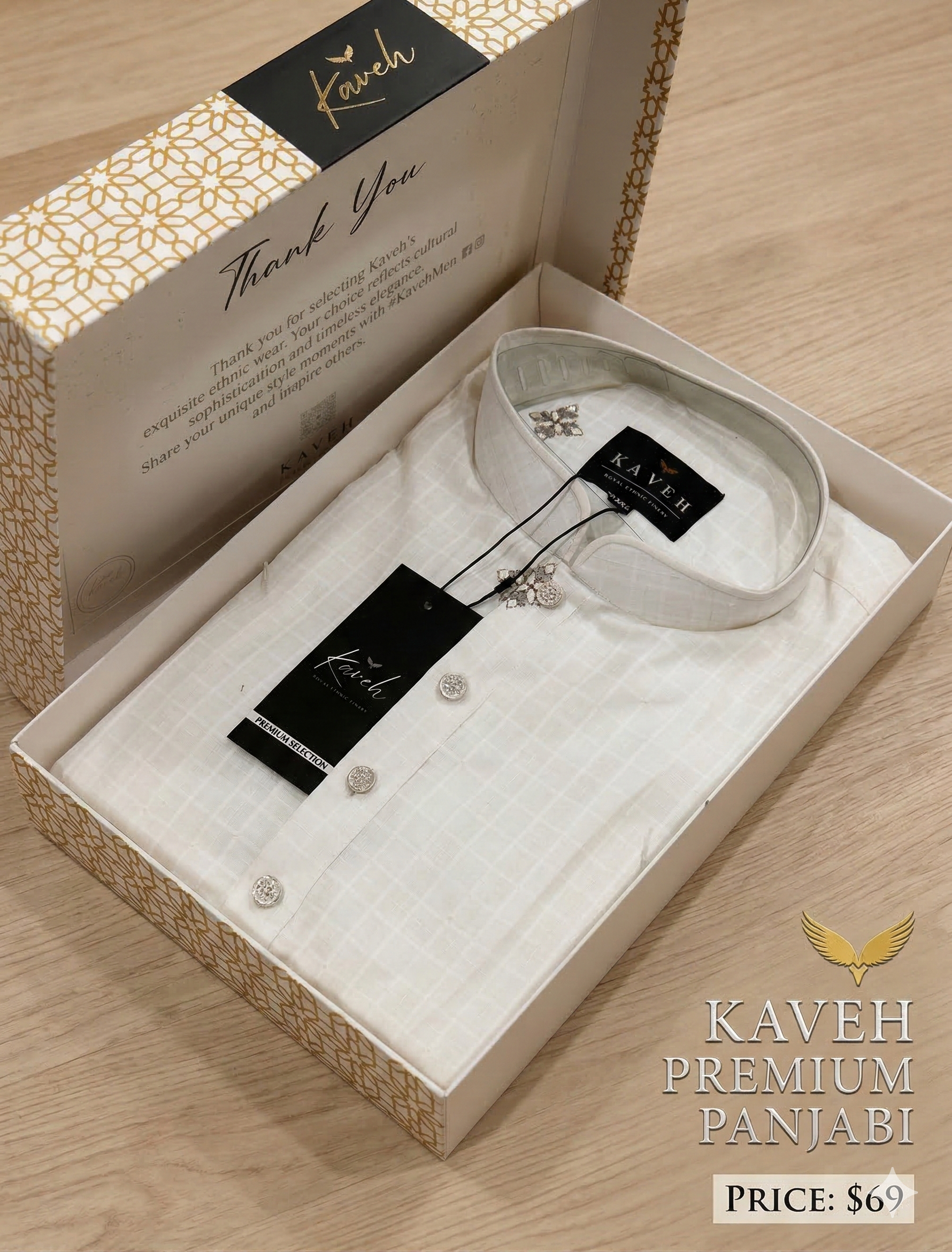 Kaveh Premium Panjabi - White