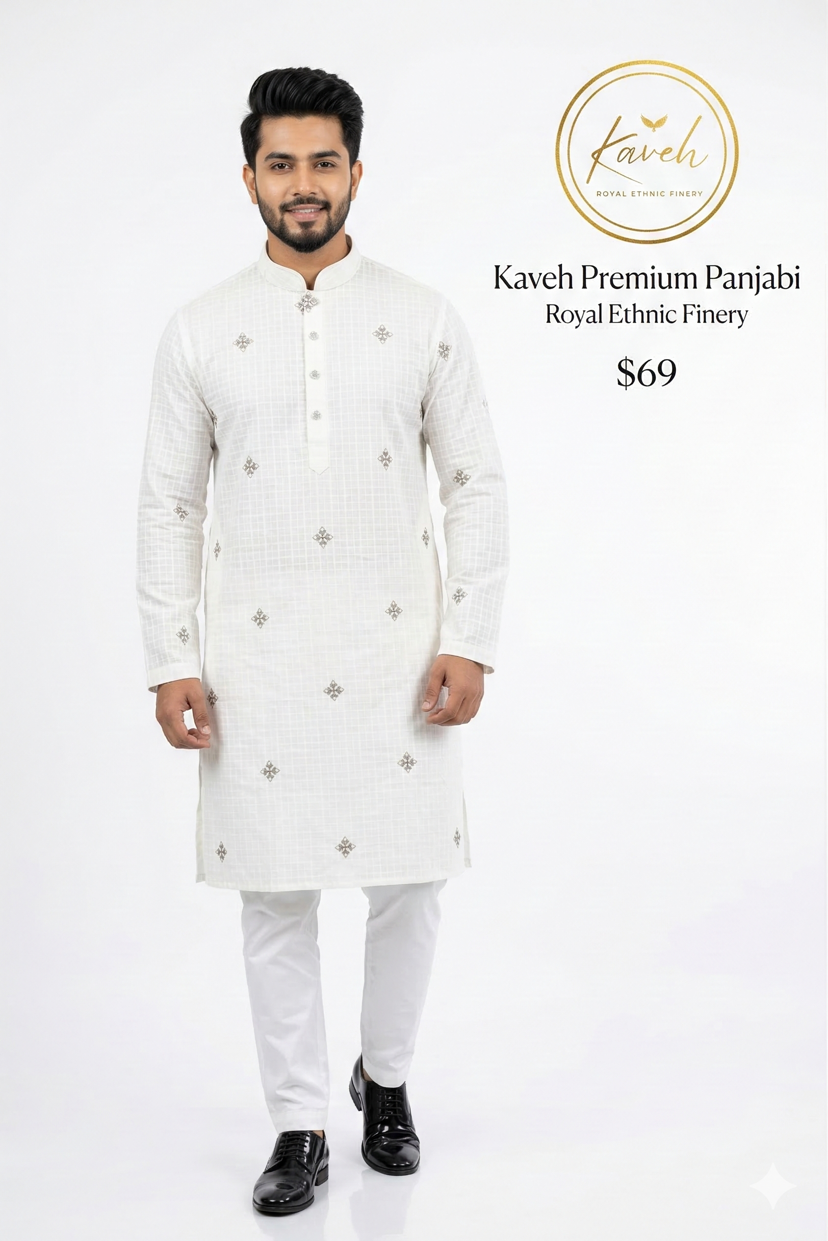 Kaveh Premium Panjabi - White